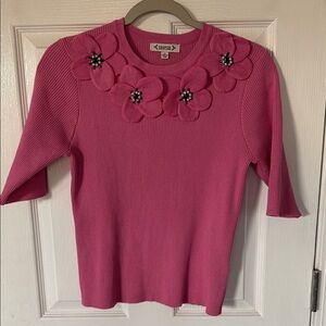 Nanette Lepore Pink Floral Embellished Top